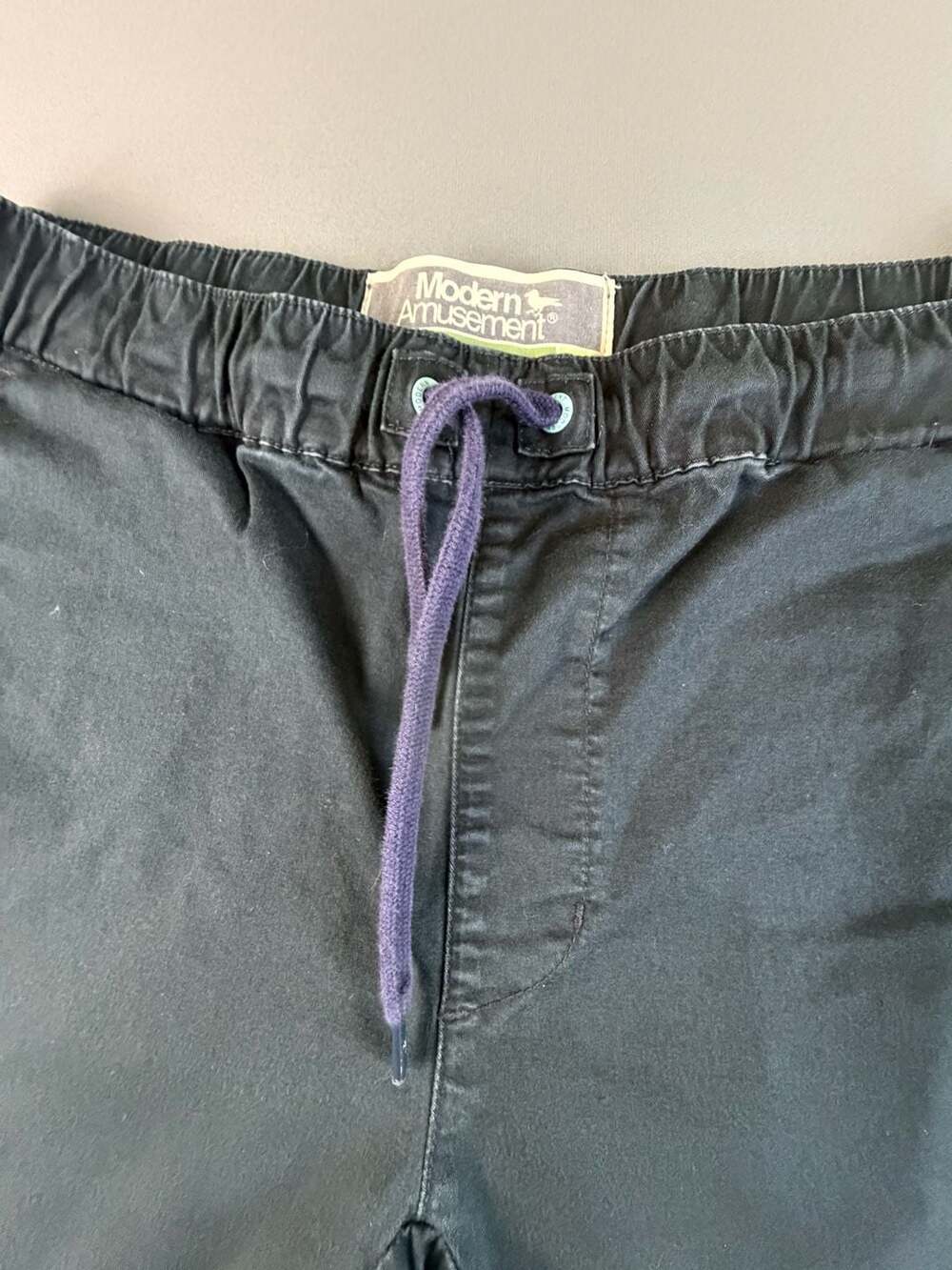 Modern Amusement Black Cotton Drawstring Pull-On Shorts